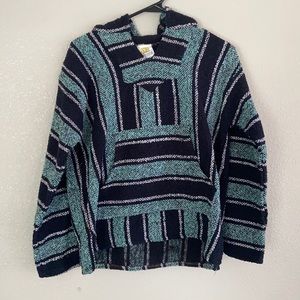 Striped Woven Jacket w Hoodie | Size Small | 100% Acrylic